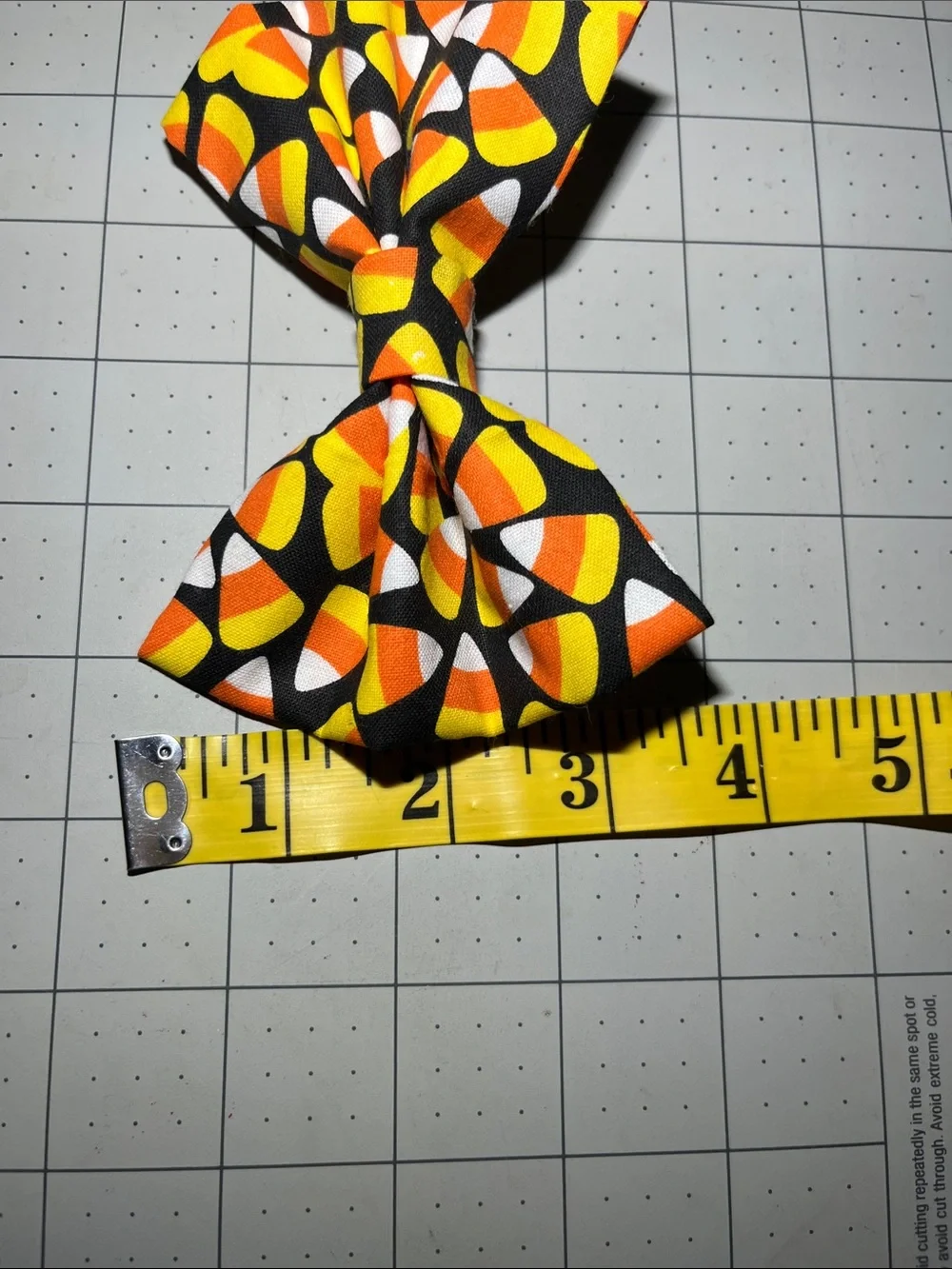 Candy Corn Pattern Girls' Hair Bow in Black, Orange & Yellow